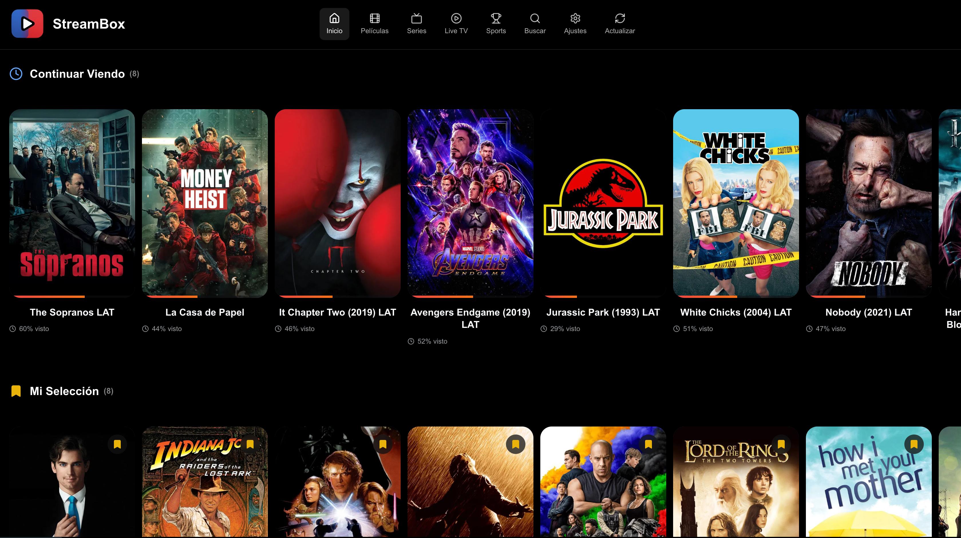 StreamBox App - Página de Inicio