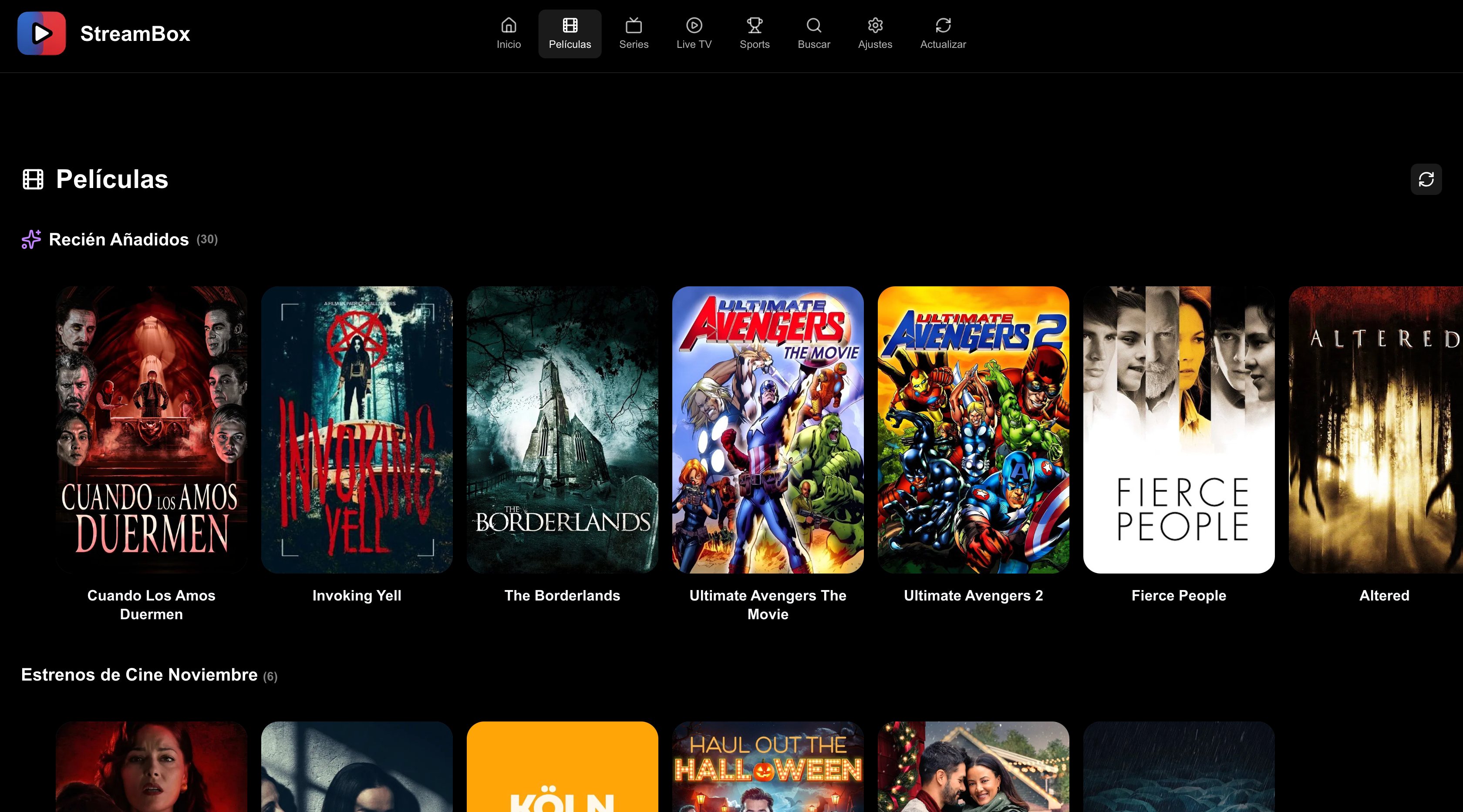 Sección de Películas - Miles de películas en HD y 4K